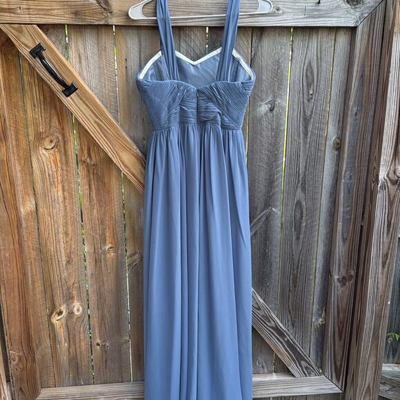 Revelry Zoe Chiffon Blue Ruched Sweetheart Gown Size 4 - Picture 5 of 6